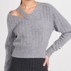 🍂NWT RECTO Bold Rib Slit Detail V Neck Sweater